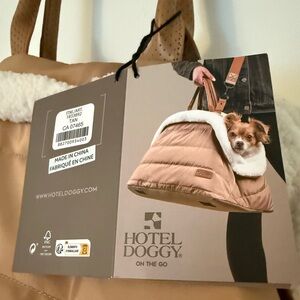 Hotel Doggy On-The-Go Puffer Dog Carrier – Sherpa Lined – Tan (NWT)